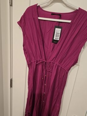 Vix Bright Magenta Button-Front Cover-Up